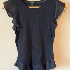 J. Crew Black Ruffle Sleeve Blouse